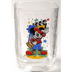 Disney World McDonald's 2000 3D Glass Cup Mickey Mouse Square Hollywood Studios